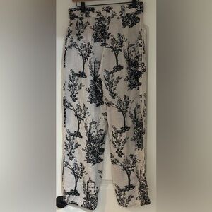NWT Joie Black and White Patterned linen wide leg pants size 12